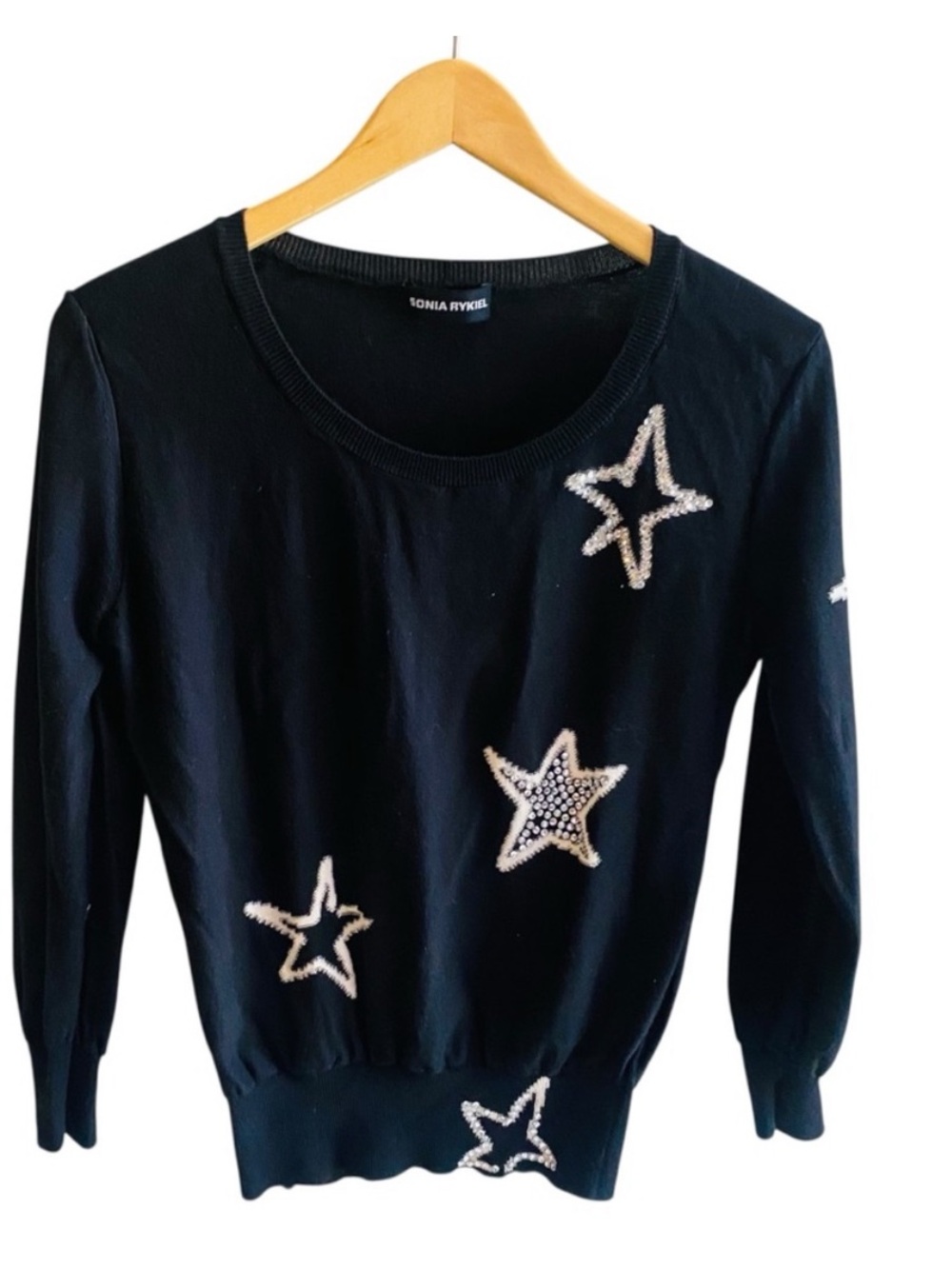 SONDRA RYKIEL Black Knit Star Embellished Sweater